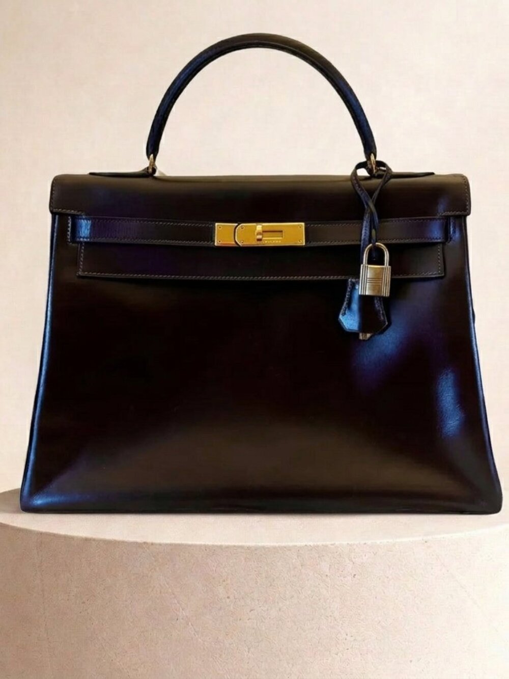 Hermes Kelly 32 Brown Box (Chocolat) Calf Gold Hardware Vintage (GHW)